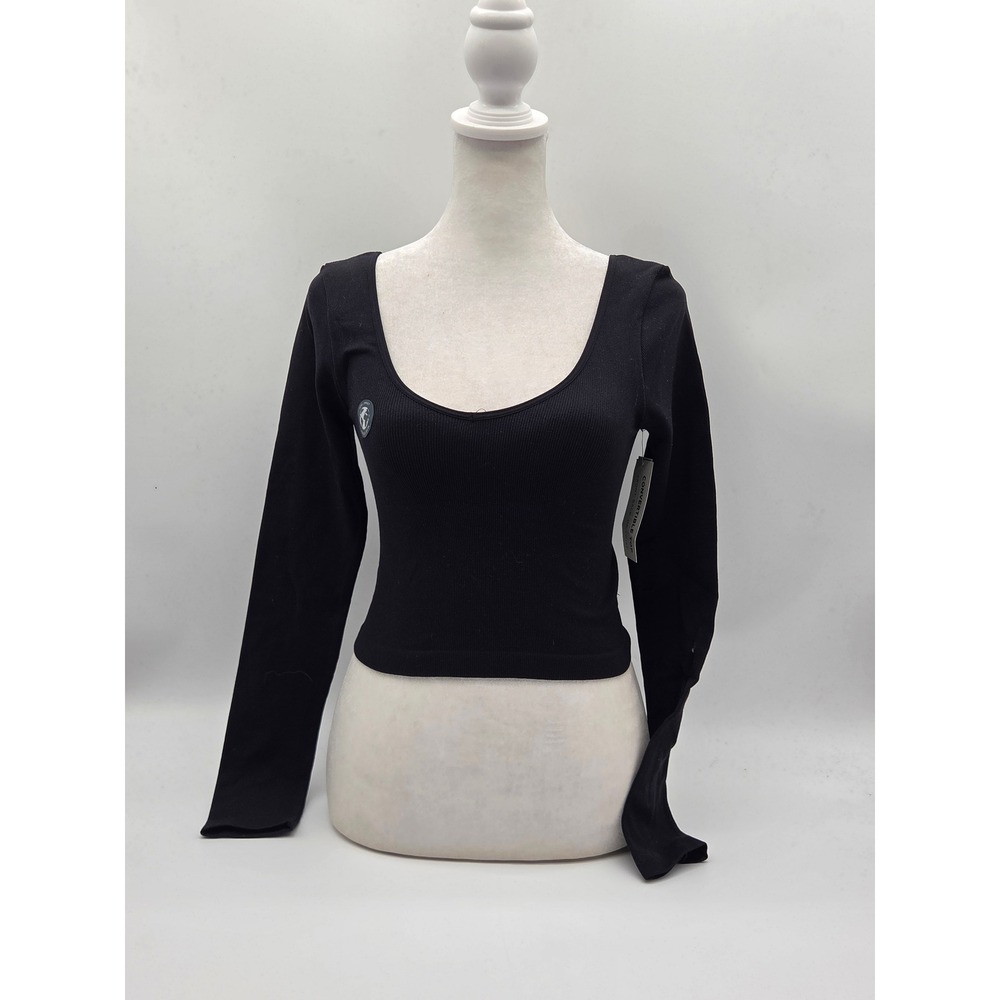 Aeropostale Size S Black Convertible Long Sleeve Scoop Neck Top 101-673